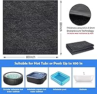 Vista 7 de Tapete para Bañera de Hidromasaje de 80 * 80 Pulgadas, Almohadilla Inflable Extra Grande para Bañera de Hidromasaje para Exterior e