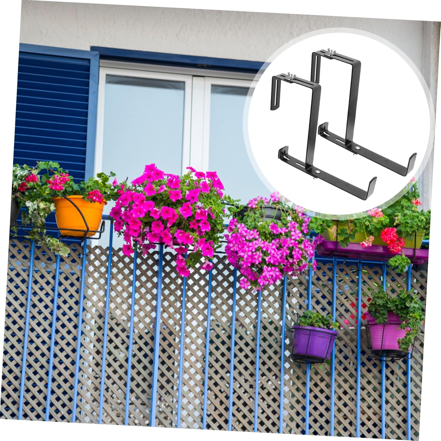 2pcs Adjustable Plant Hanger Brackets for Use Durable Iron Flower Pot Holders for Railings Balconies and Gardens Stylish Home Decoration