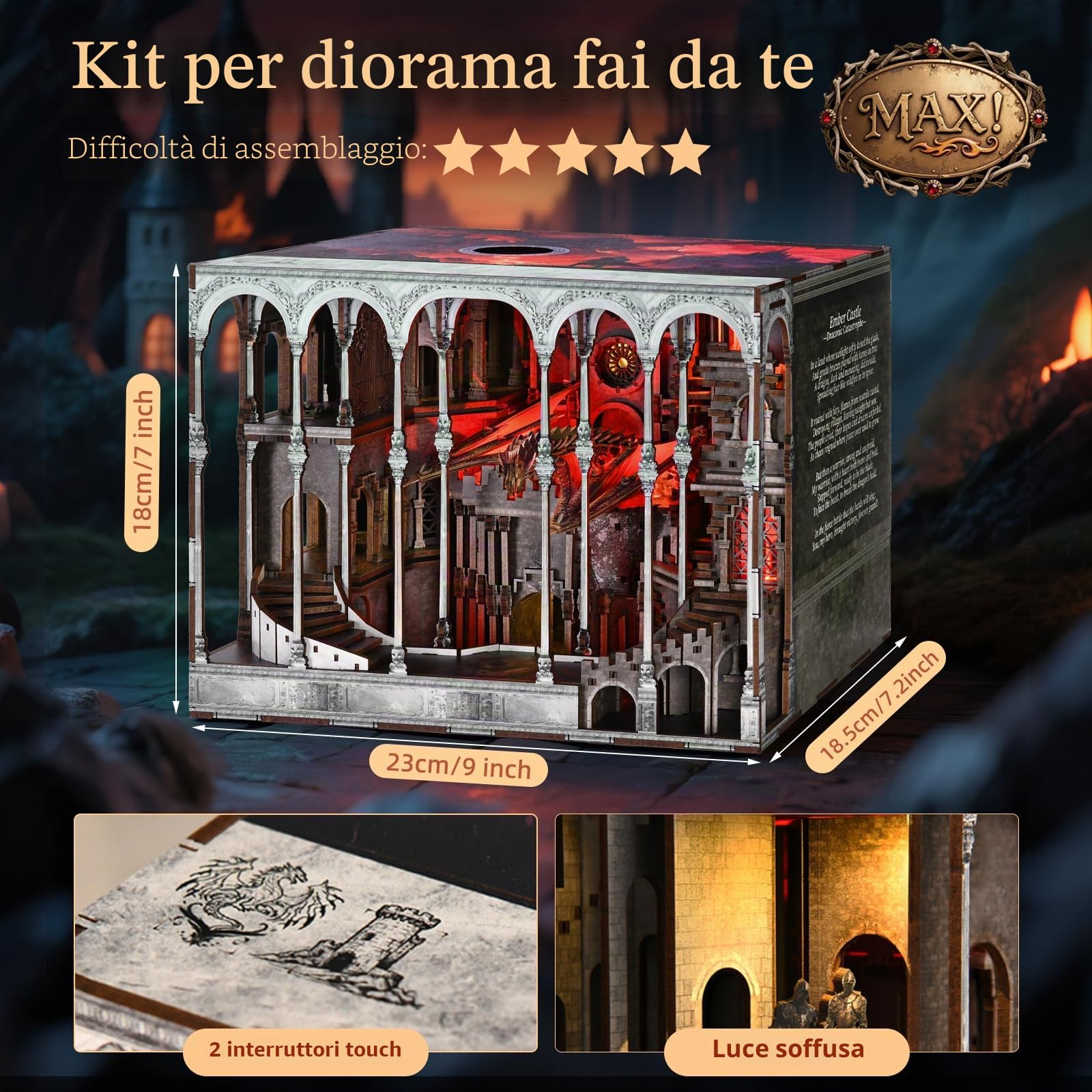 MiniCity Book Nook Kit-fai da te casa delle bambole in legno, set casa delle bambole in miniatura, set angolo libro, per adulti e adolescenti, puzzle in legno 3D, angolo libro, set di inserti per