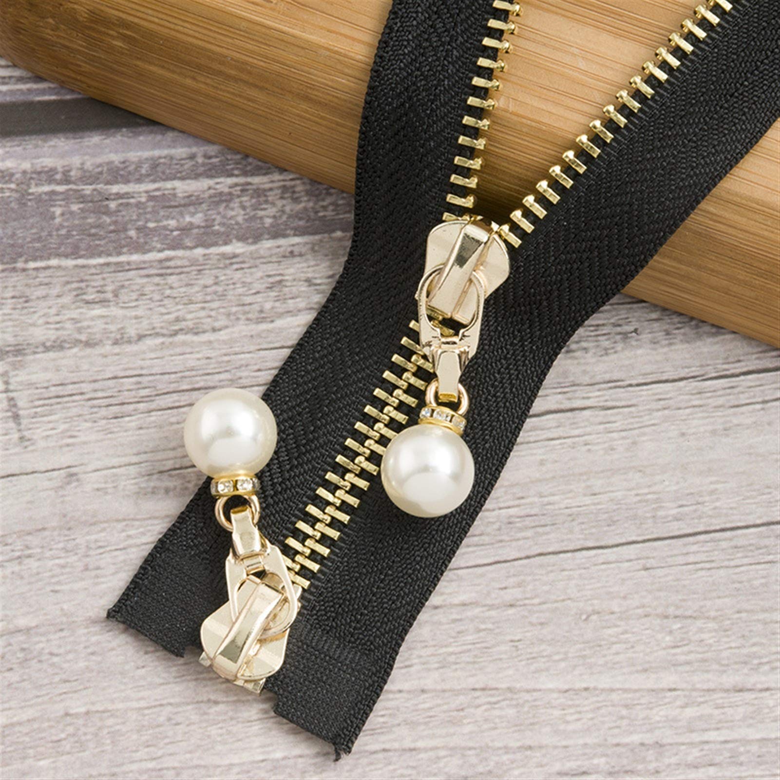 CFFQDQUANB Zipper for Bags, Zippers 1Pc 85cm 120cm 5# Pearl Metal Zipper,for Sewing Clothes Zips,(Blackgold120cm)