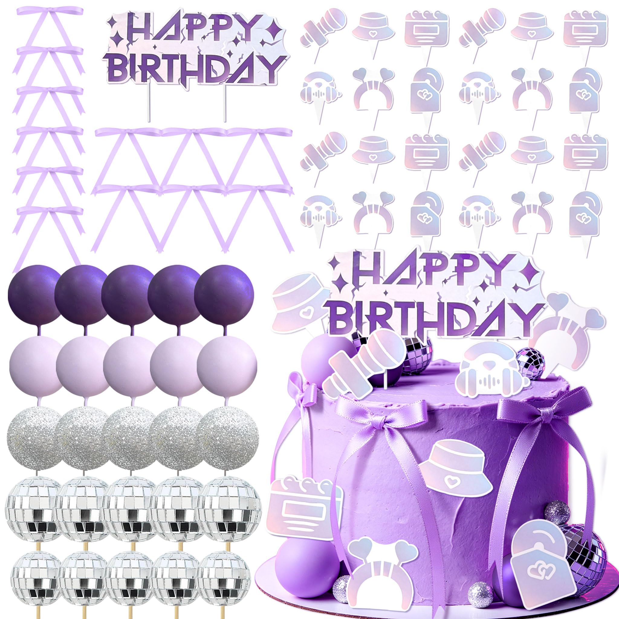 Photo 1 of Purple Disco Ball Cake Toppers