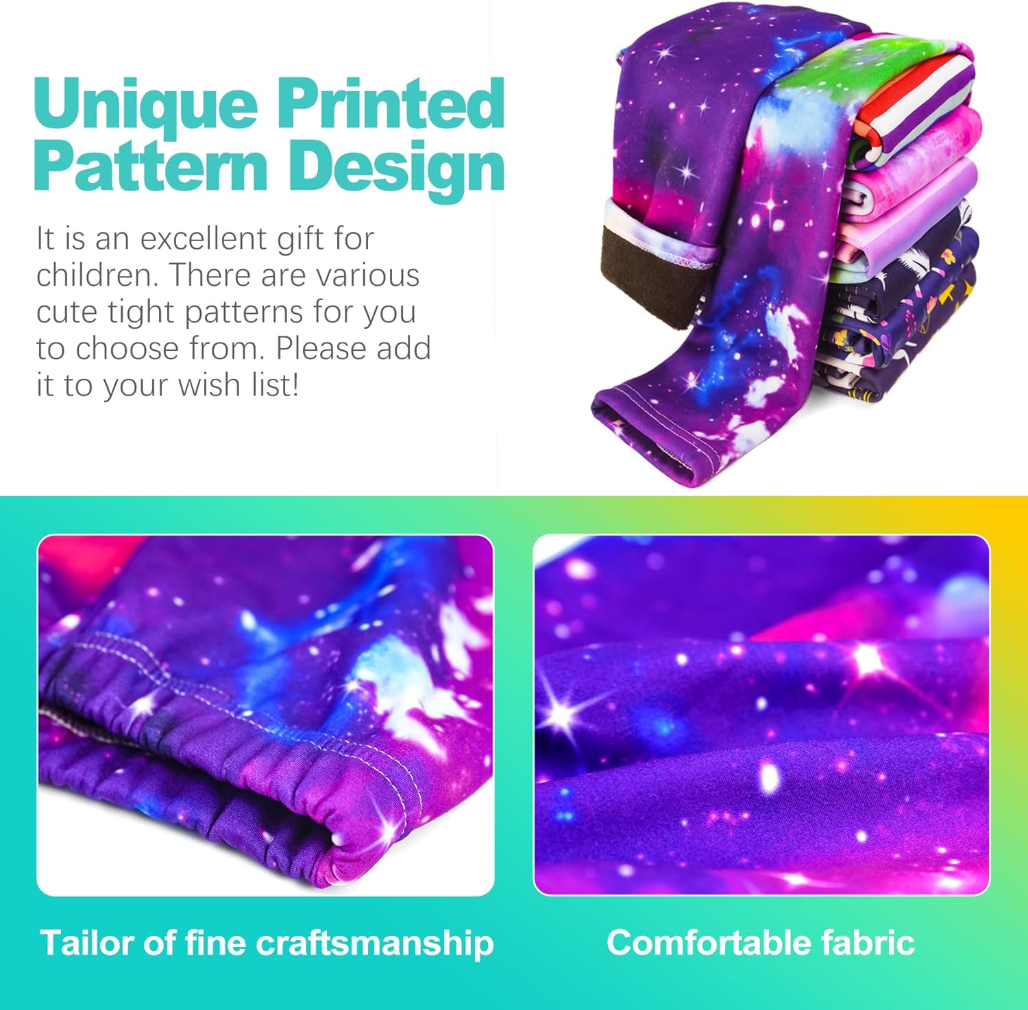 Girls Fleece Lined Leggings, Warm Winter Thermal Pants for Kids & Toddlers, Thick Cozy Lined Leggings for 4-10Years - Image 5