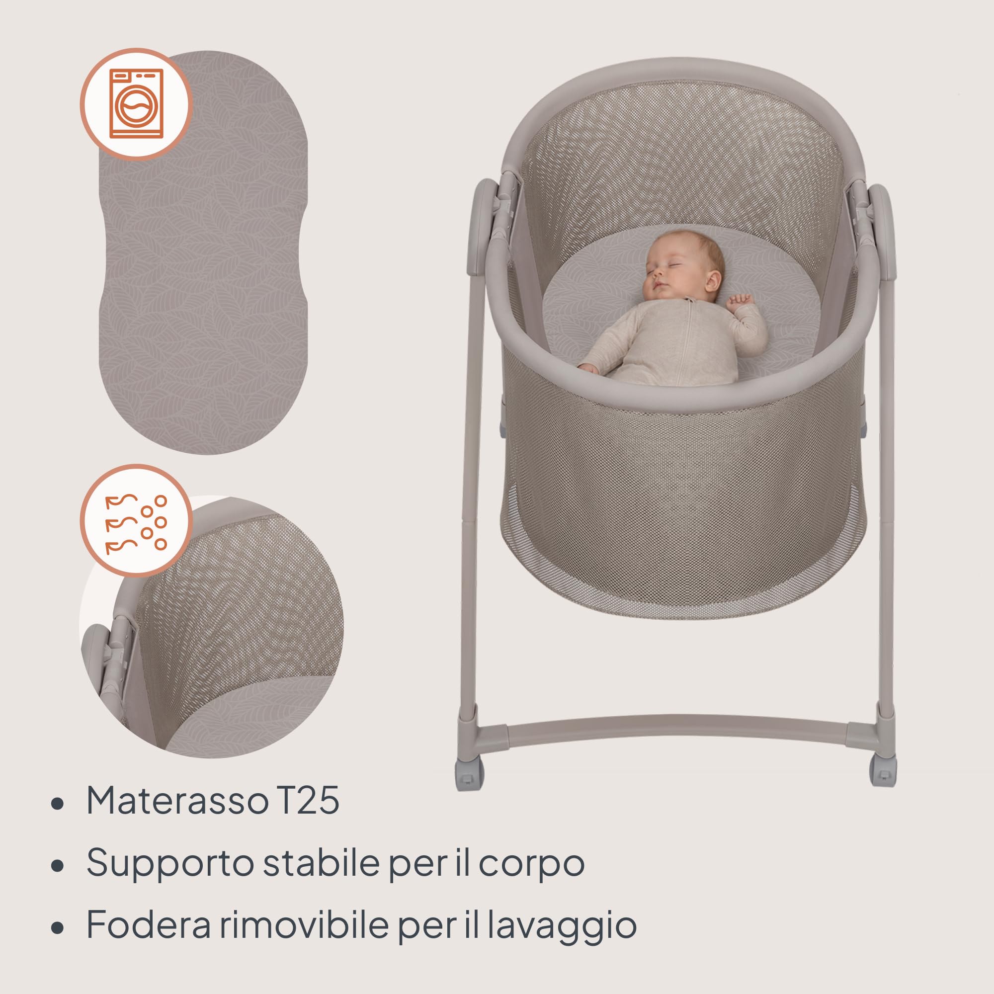lionelo Gaya Culla Elettrica per Neonati, Dondolio Automatico Laterale