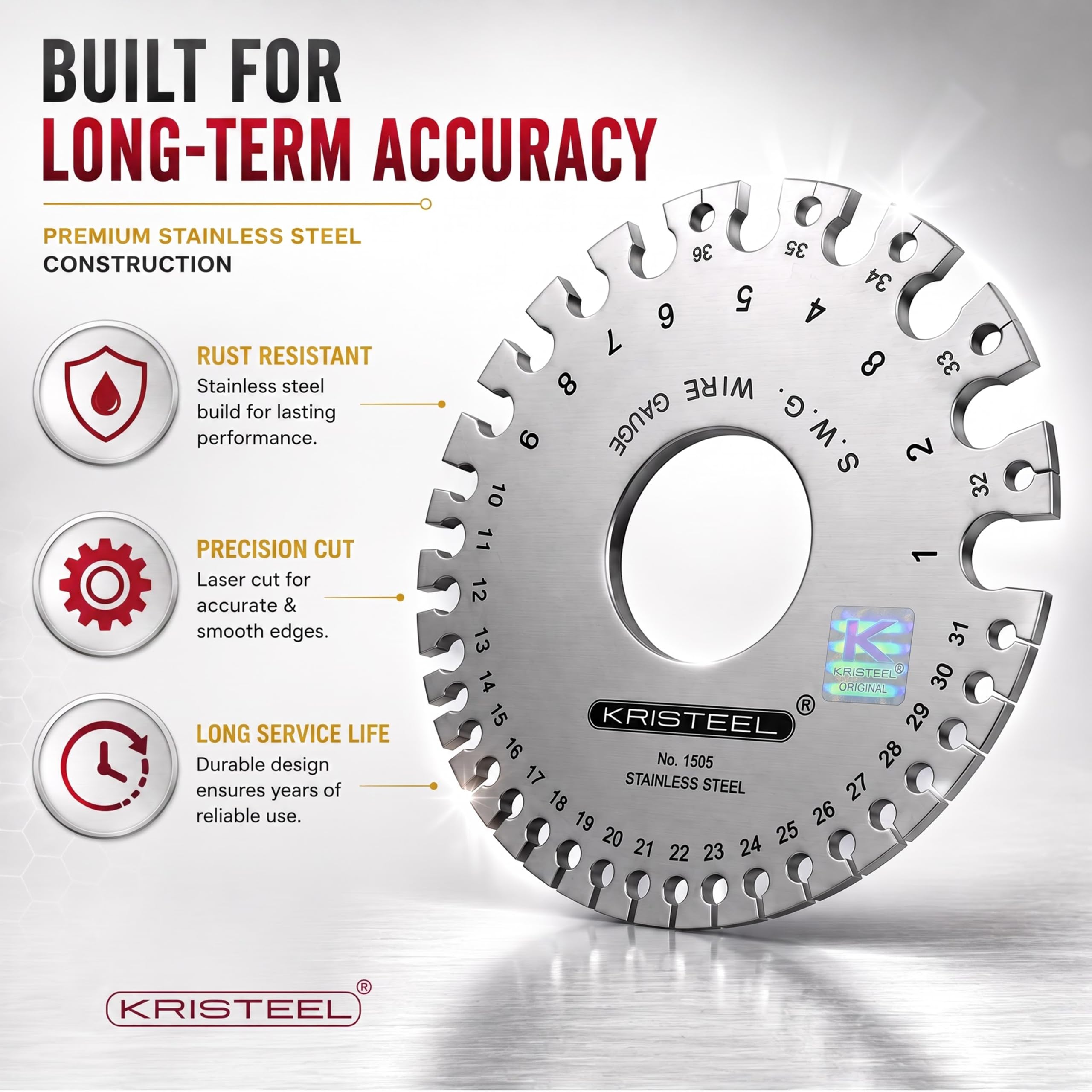 Kristeel Wire Gauge - 1-36 SWG Stainless Steel -4