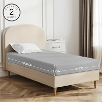 Dreamzie Elasztikus Pamut Lepedő - 80x190/200 cm Szürke Jersey Pamut Gumis Lepedő, Légáteresztő, Tartós, Oeko-Tex Minősített Ágynemű 2