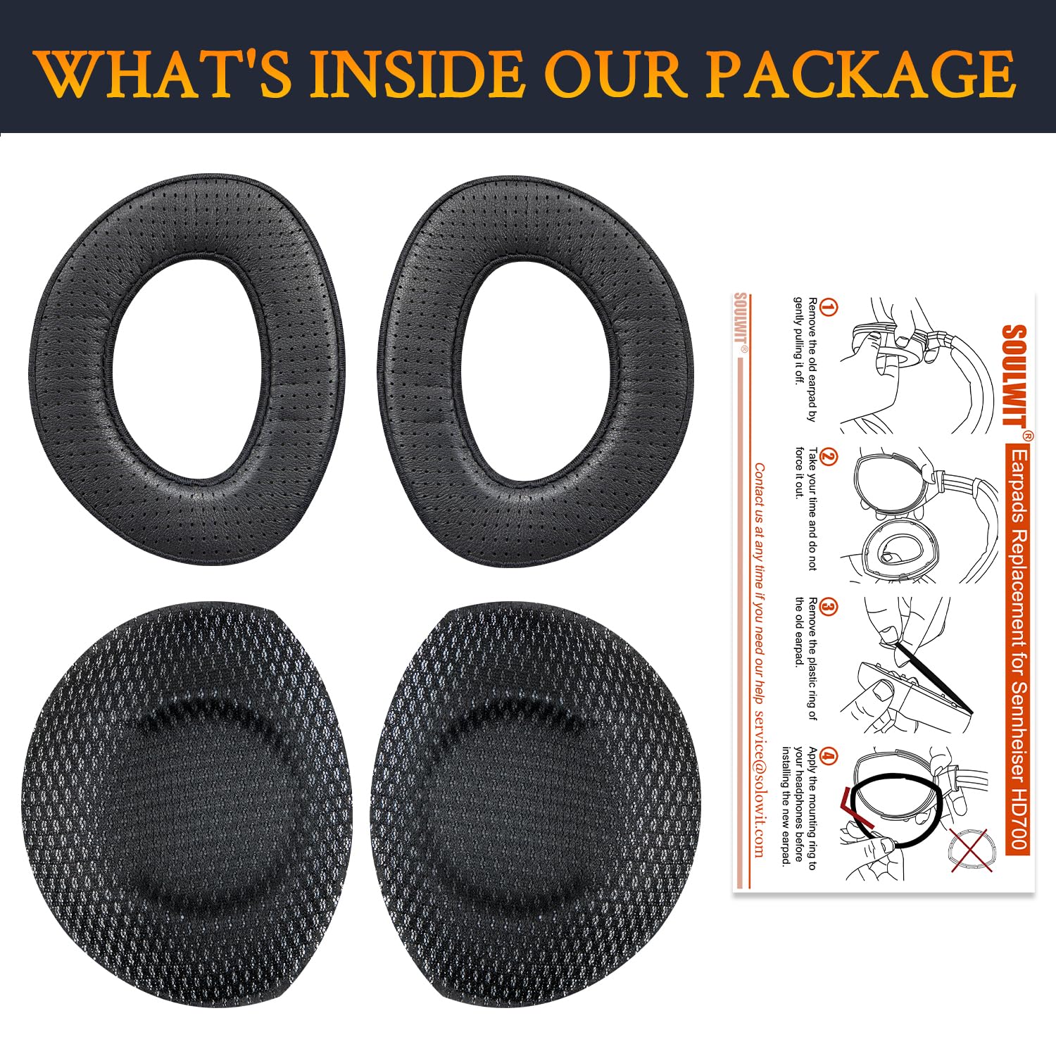 SOULWIT Lammfell Ersatzpolster Ersatz Ohrpolster für Sennheiser HD700 HD 700 Kopfhörer, Polster mit langlebigem Mesh-Gewebe, Noise-Isolation-Gedächtnis-Schaumstoff
