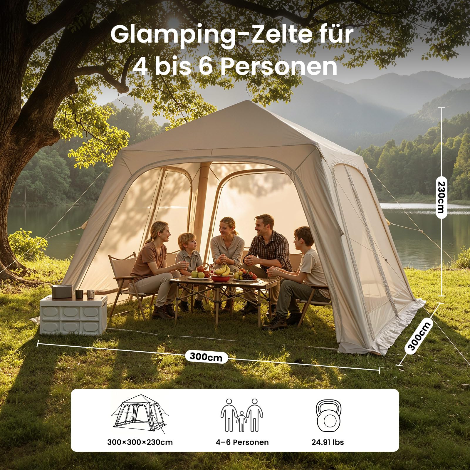 Ytaoeo Aufblasbares Zelt Camping Pavillon mit Luftpumpe Abnehmbarer Türvorhang Aufblasbares Campingzelt aus Wasserdichtem Oxford-Stoff Air Glamping Zelte für 4 Jahreszeiten Camping