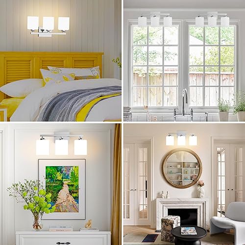 Miniatura 103 de Quntis Lámparas de baño negras de 4 luces con 5 modos de color, lámpara de tocador moderna regulable de 27 pulgadas sobre espejo, lámpara de pared