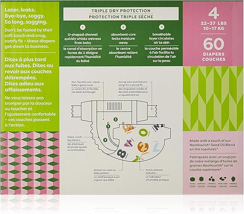 Miniatura 8 de Babyganics Pañales, Talla 4, 60 ct, Pañales Ultra Absorbentes
