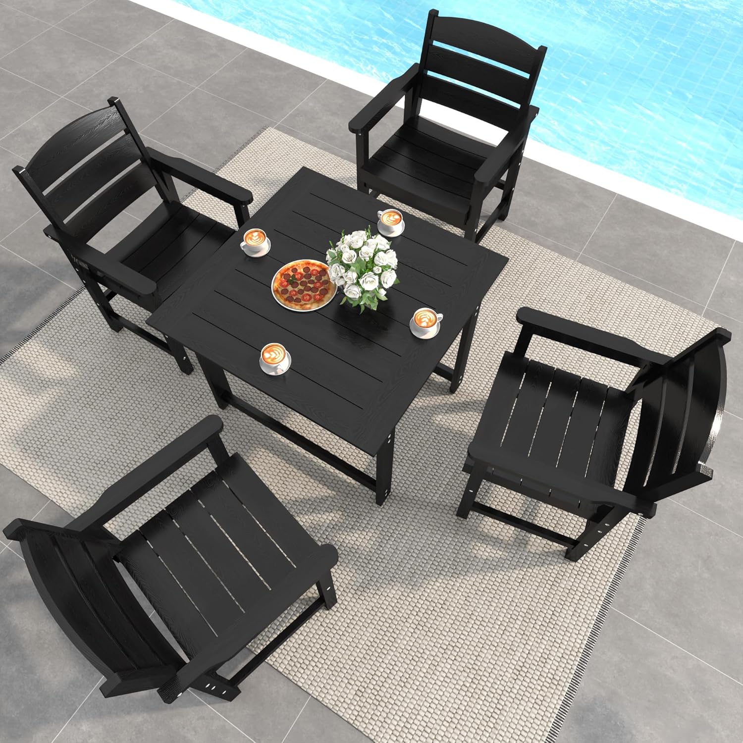 HIPS All-Weather Patio Dining Table Sets 5-Piece,Outdoor Table and Chairs,Dining