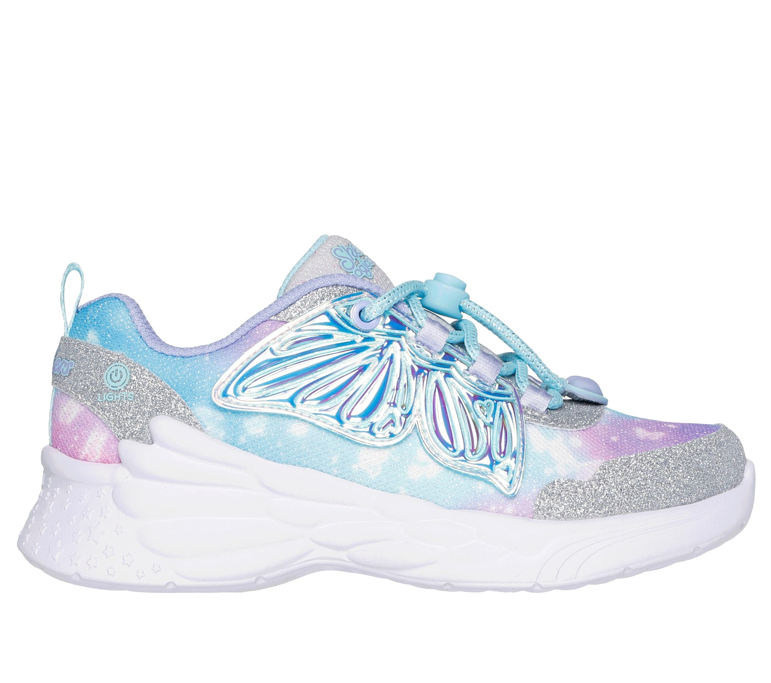 Skechers Girl's Dream Racer Wing Brites Sneaker, Silver, 3 UK