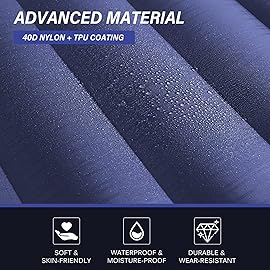 TOBTOS Inflatable Camping Sleeping Pad with Pillow, Thick 6 Inch Ultralight Sleeping Pad with Built-in Pump, Lightweight Sleeping Mat for Camping, Backpacking, Hiking, Tent (Blue)