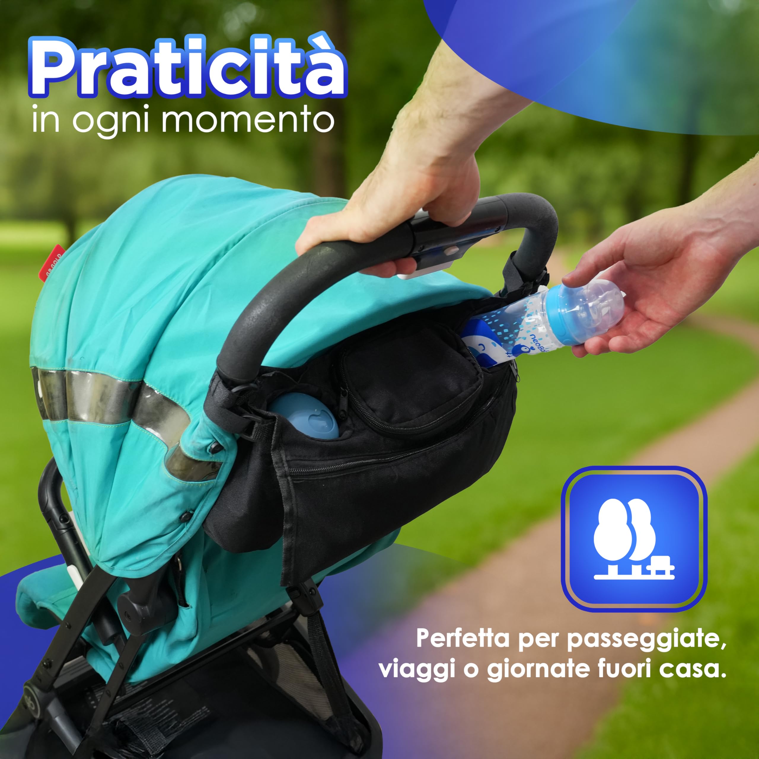 Generico Borsa Passeggino Universale – Organizer Passeggino Impermeabile, con Multitasche e Scomparto per Biberon