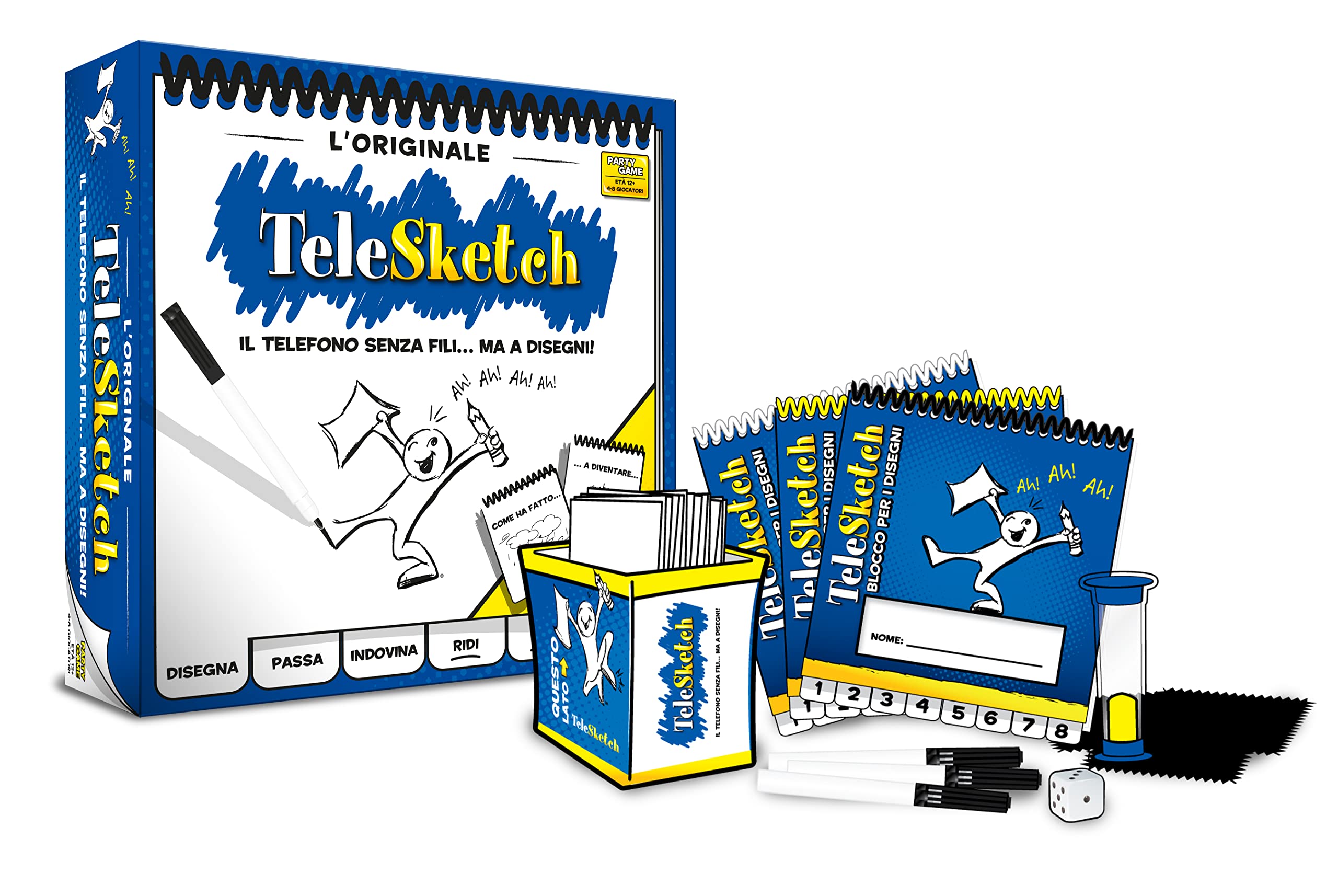 Asmodee - Telesketch, Divertente Gioco da Tavolo, Party Game per Tutta la Famiglia, 4-8 Giocatori, 12+ Anni, Edizione in Italiano
