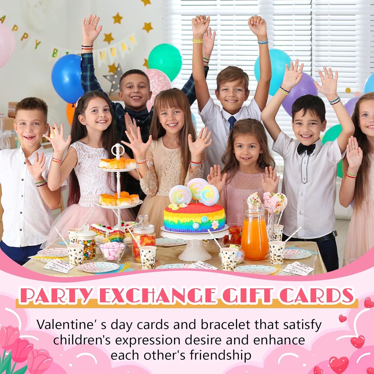 Yinkin 30 Pcs Valentine Friendship Bracelets with Card Set Valentine‘s Day Knot Bracelets Bulk for Students from Teacher Friendship Gifts Cards for Kids Classroom Exchange Gifts Party Favors - Image 7