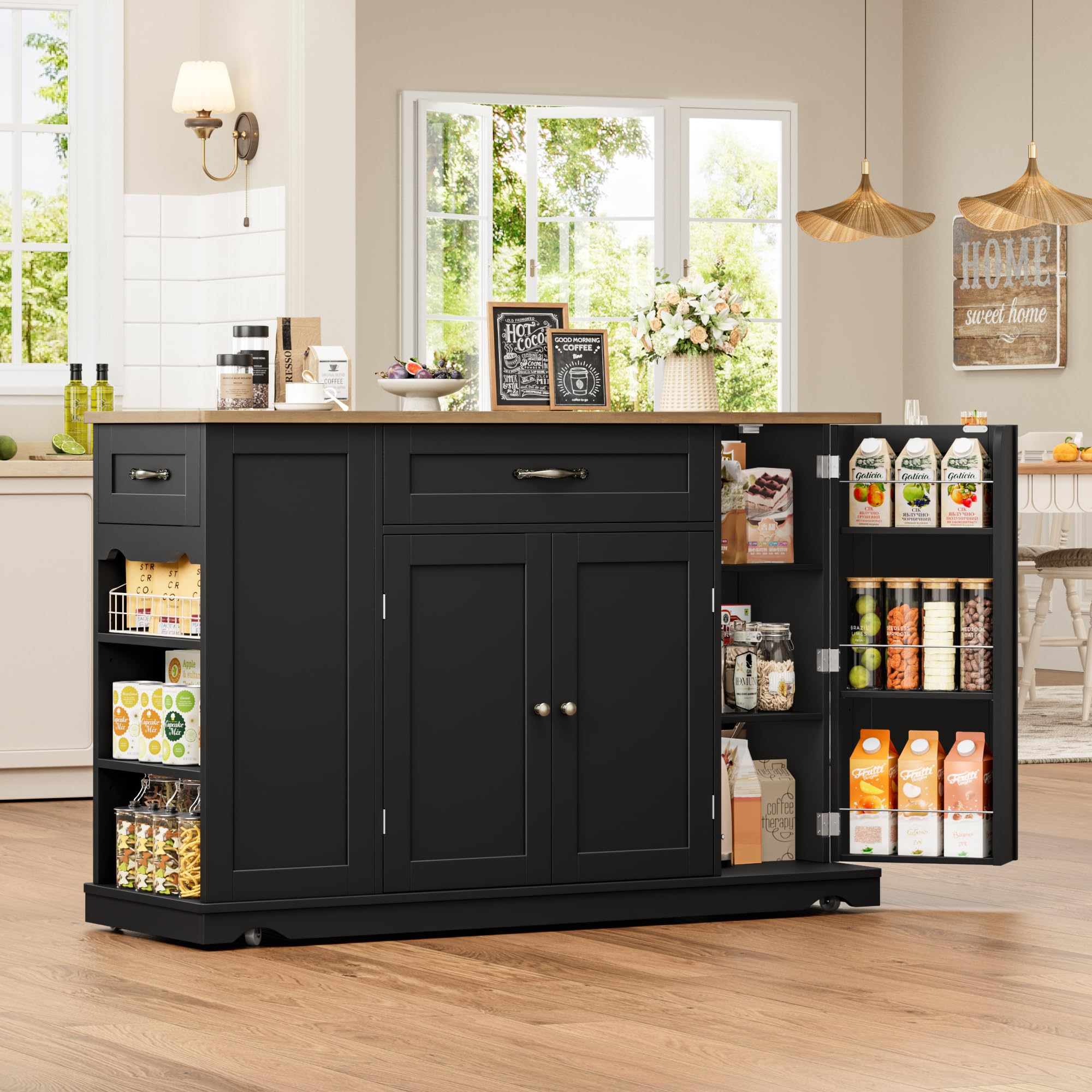 HOCSOK Îlot Central Cuisine sur roulettes, 120cm Desserte de Cuisine