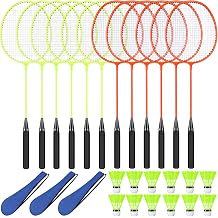 12 Pack Badminton Rackets Set Including Badminton Racquets, Nylon Shuttlecocks and Carry Bag for Outdoor Backyard Games Beginners