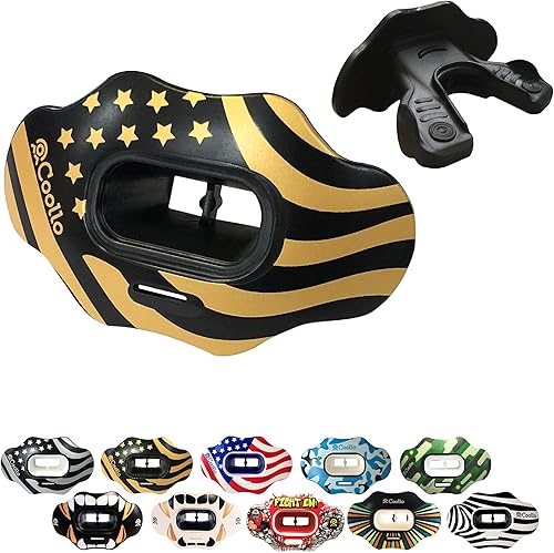 Protector bucal MAXXMight Football y deportes de alto impacto para adultos y jóvenes (correa incluida)