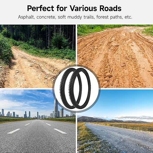 Miniatura 7 de Neumático de bicicleta de 24 pulgadas, paquete de 2 neumáticos y tubos de bicicleta de 24 x 1.95 pulgadas, neumático de bicicleta de 24 x 1.95 con