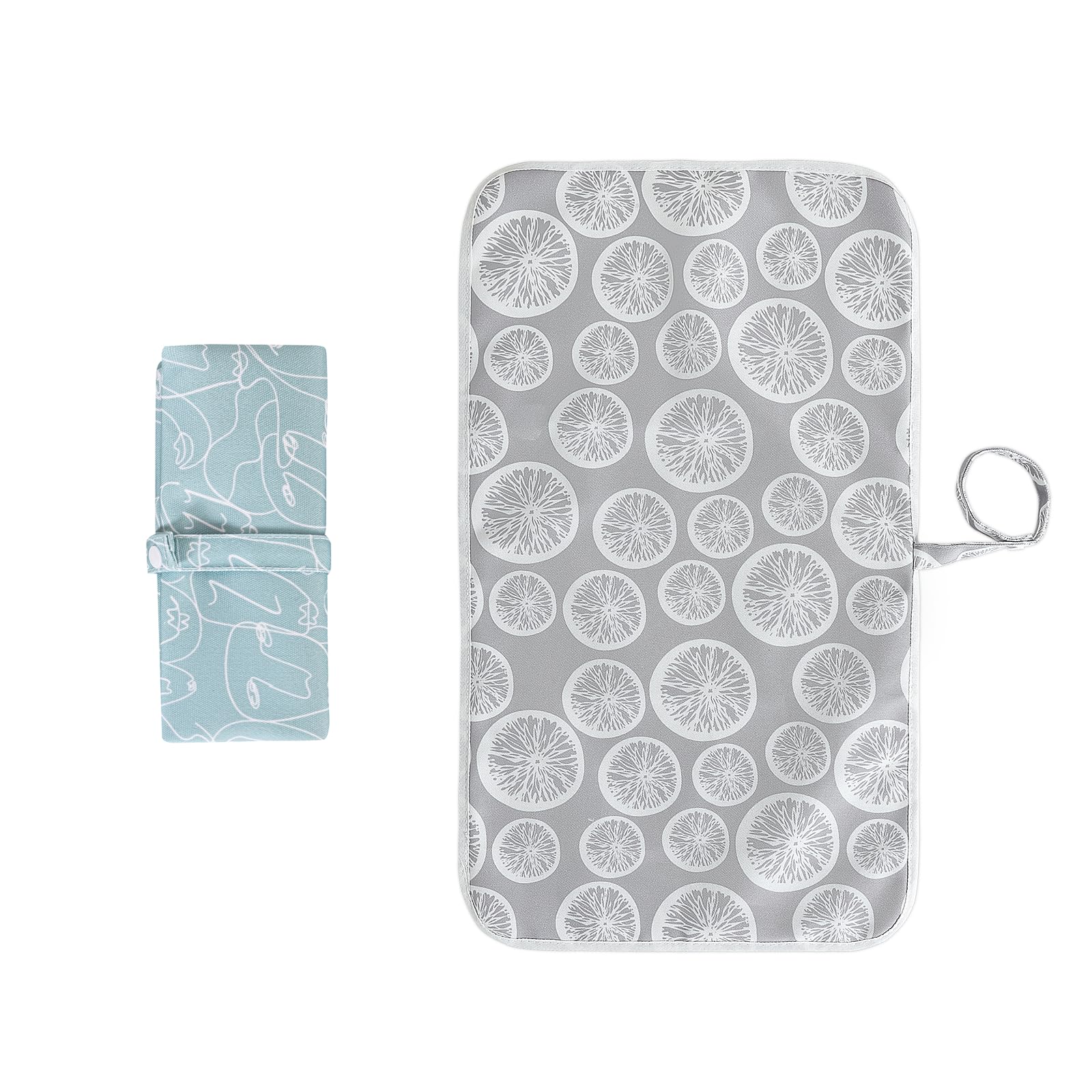 Cambiador plegable para bebé, paquete de 2, almohadilla para cambiar pañales, impermeable, para viajes, orinal, kit de cambio de bebé para el hogar, viajes al aire libre (gris + azul)