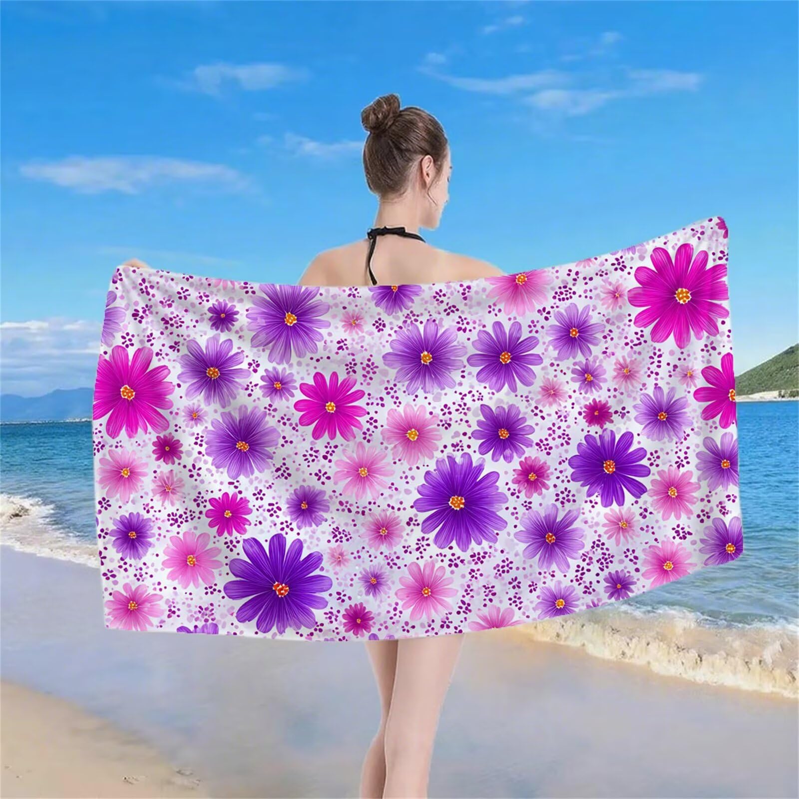 Serviette de Plage XXL 80x180 cm Anti Sable et Séchage Rapide mikrofibra Drap de Plage Serviette de Bain Grande Taille Drap de Bain pour Homme Femme Voyages Natation Camping Pique Nique Violet S-816