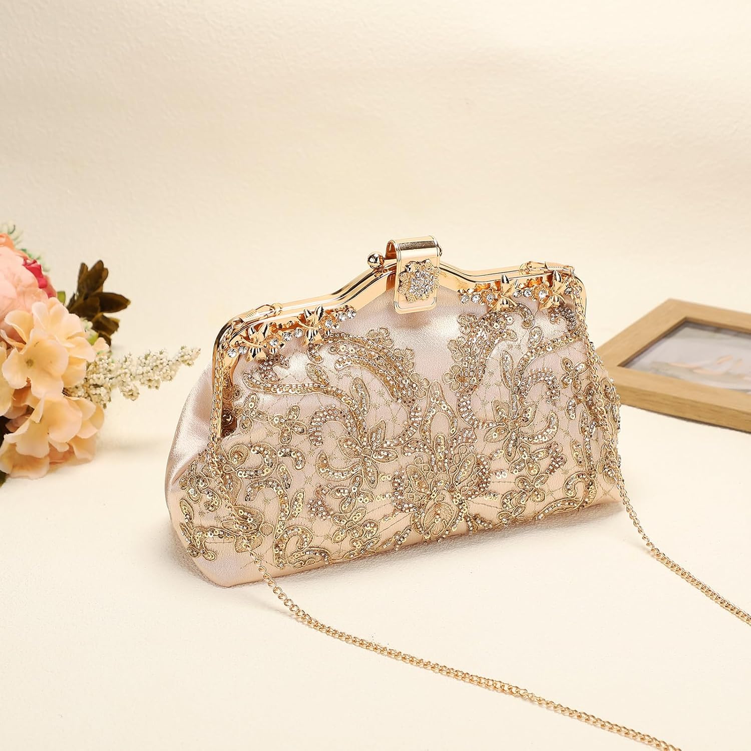 UBORSE 1920s Vintage Clutch Purse Beaded Evening Bag for Women Formal Bridal Sequin Handbag Clutch for Wedding/Prom/Cocktail | 1920s, Vintage, Beaded, Formal, Bridal, Sequin - Image 3