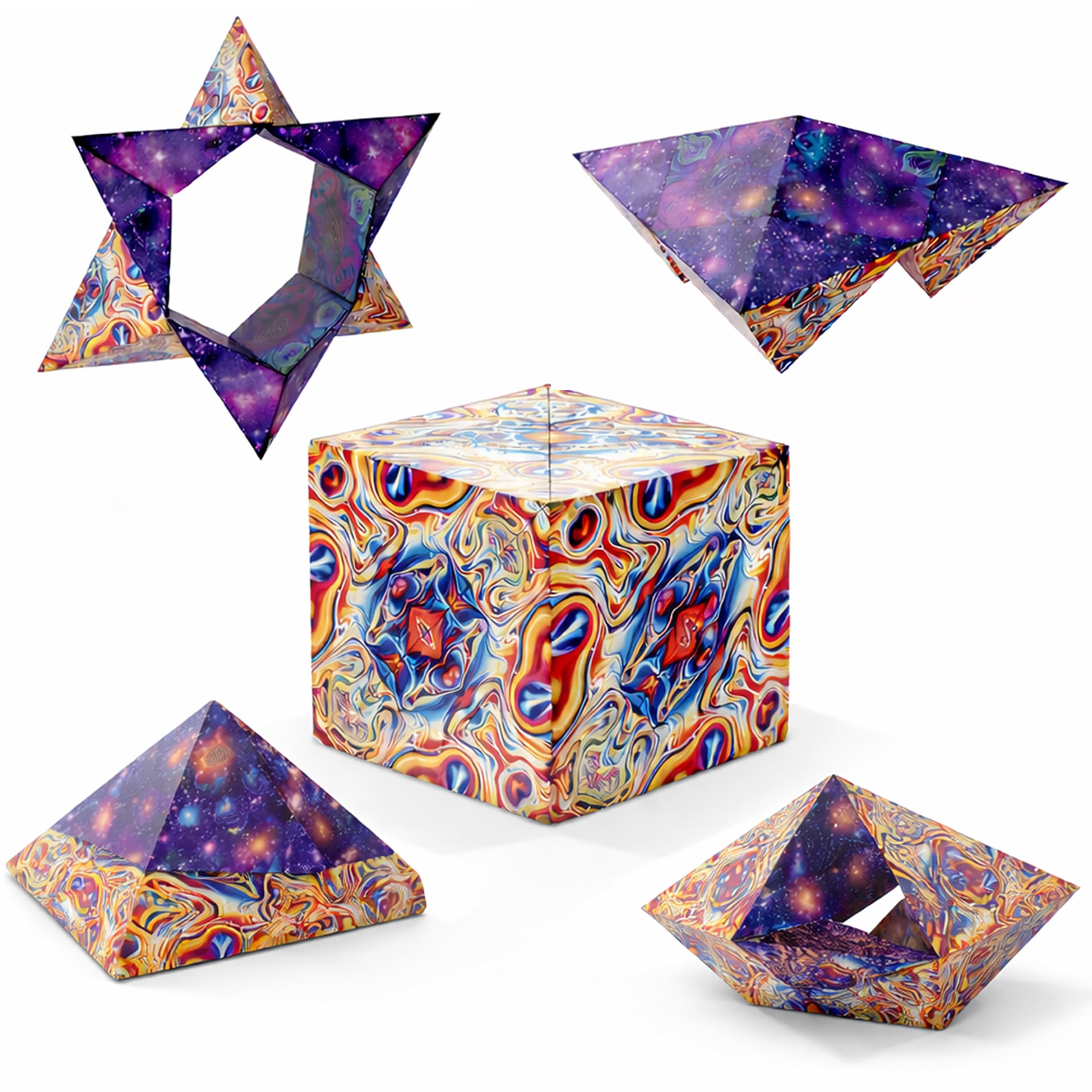 Toyshine Magic Cube Shape Shifting Puzzle Box | Magnetic Puzzle Fun Cube Hand Flip Variety Toy Transforms Into Over Various Shapes for Kids & Adults - Multicolor-image-36