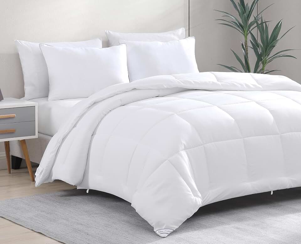 Casa Platino Edredom de cama acolchoado tamanho queen - enchimento de edredom com 8 abas - supermacio, confortável e aconchegante para todas as estações - edredons de cama alternativos - 223,5 cm x