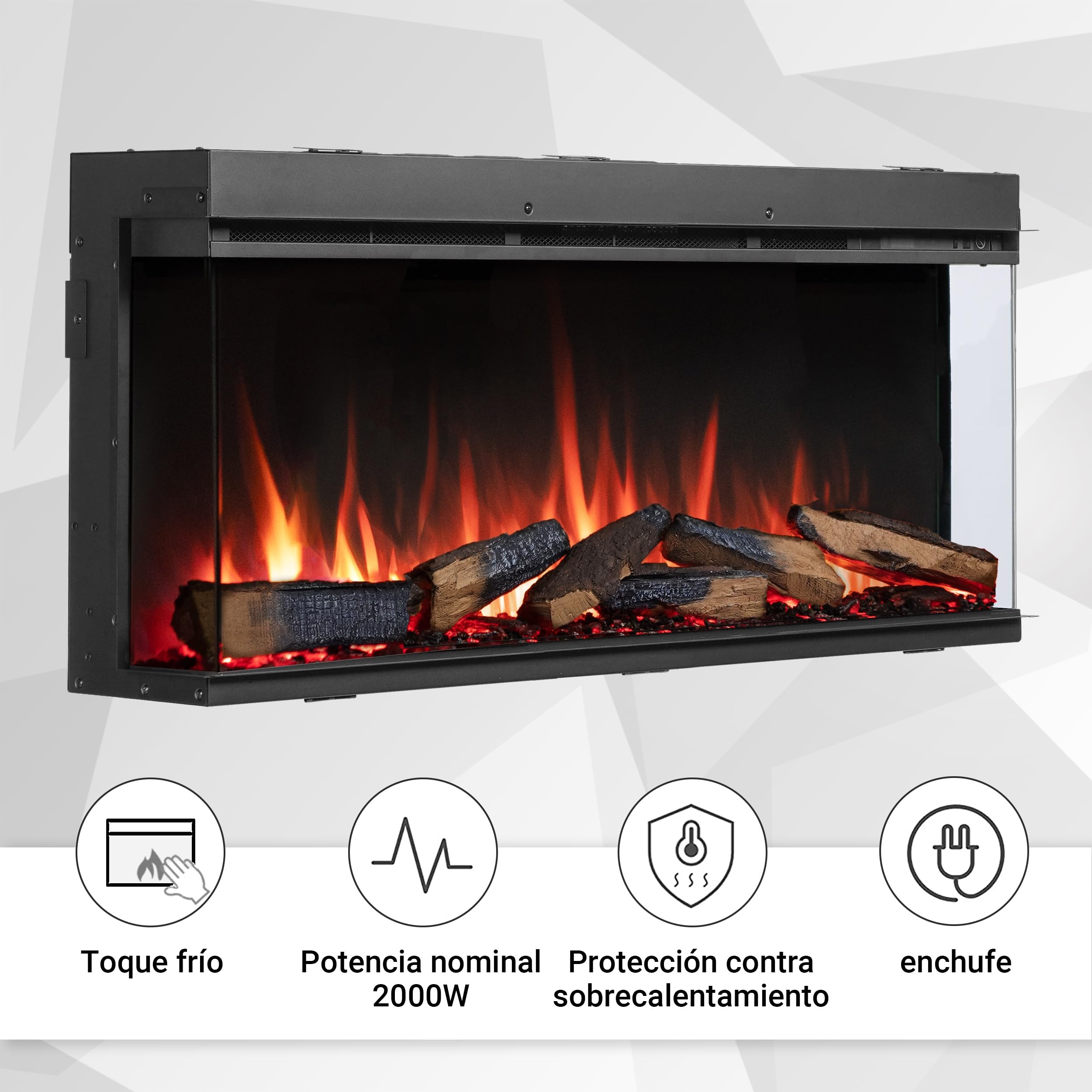 BALDERIA Athena 44 - Chimenea electrica empotrable, Calefactor bajo Consumo 1500W