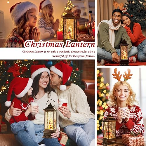 Miniatura 55 de Globo de nieve de Navidad, linterna de Navidad para decoración de habitación en interiores, linterna de agua brillante alimentada por USB/pilas,