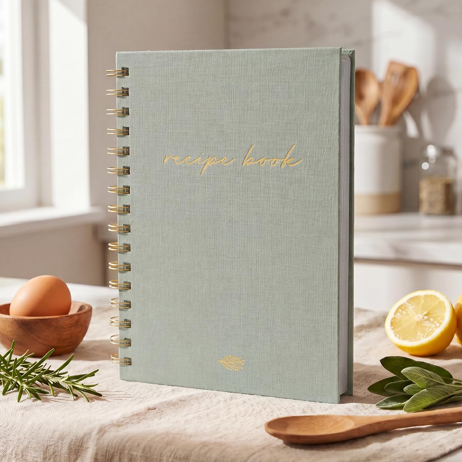 Aesthetic Blank Recipe Book with Linen Cover - Write in Your Own Recipes