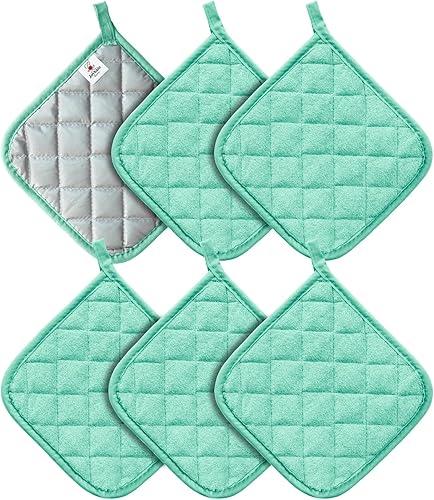 Miniatura 54 de Agarraderas de algodón, lavables a máquina, resistentes al calor, salvamanteles, para cocinar y hornear Gris Oscuro