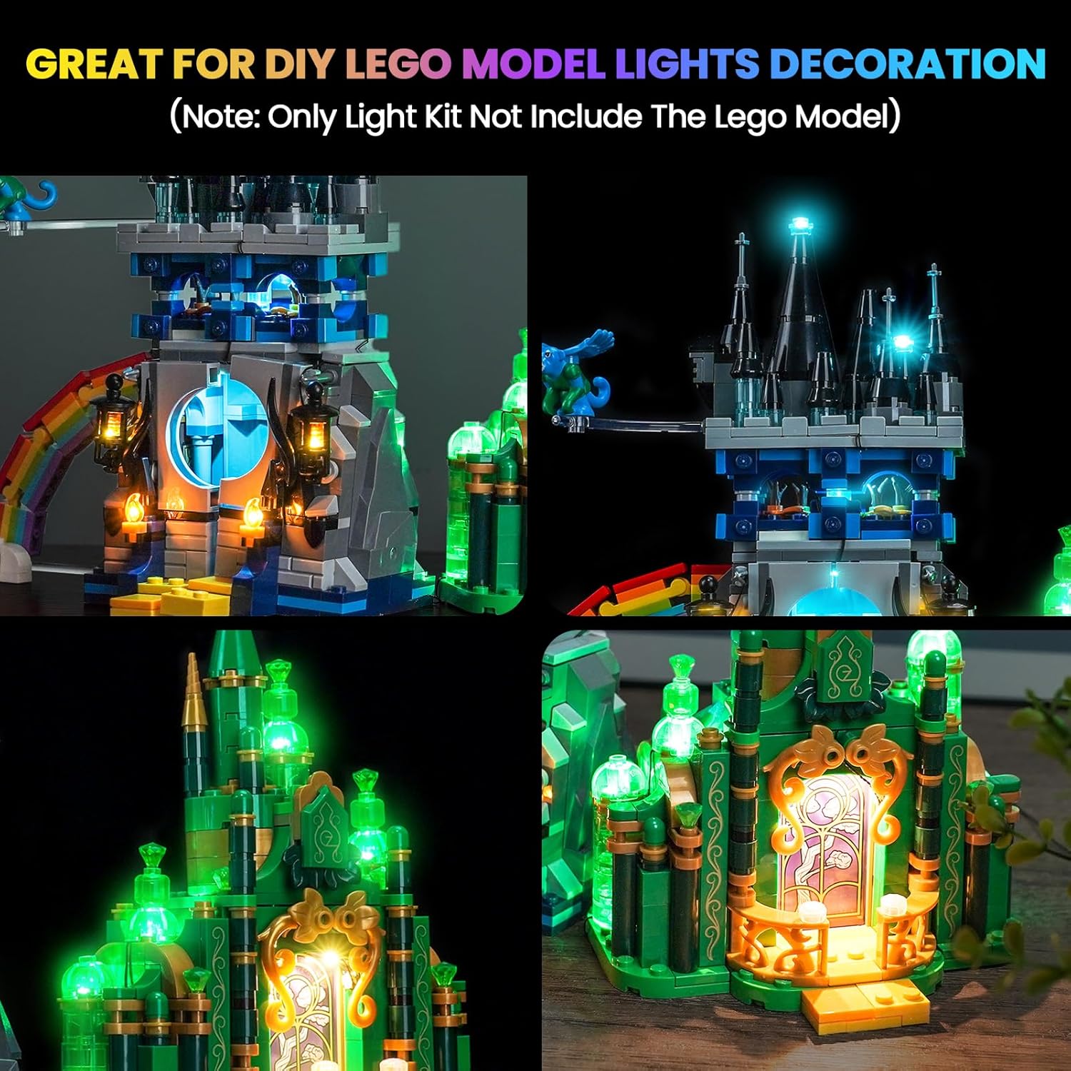 Upgraded Led Light Kit Compatible with Lego Wicked Emerald City & Kiamo Ko Castle Building Set, Lights Decoration Compatible with Lego 75689 (Model Not Included)