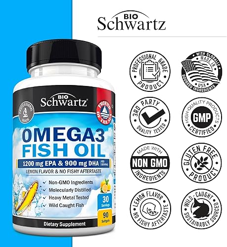 Miniatura 6 de Aceite de pescado Omega 3 EPA y DHA 2250 mg - Suplemento de triple fuerza con sabor a limón sin Burpless - Píldoras de ácidos grasos de apoyo