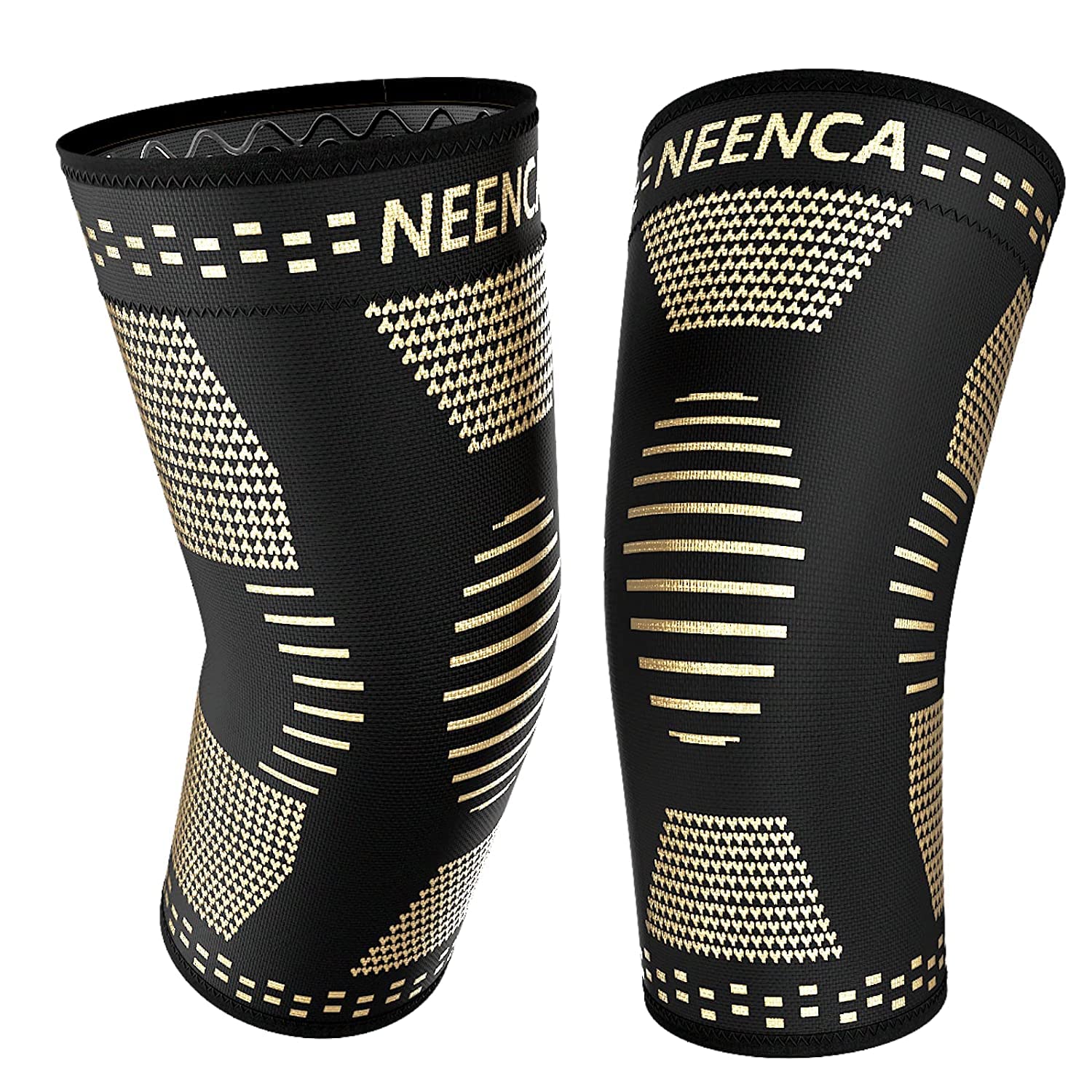 NEENCA Copper Knee Braces for Knee Pain Relief - 2 Pack Knee Sleeves Set, Knee Compression Sleeves with Copper Ions Infused Fiber for Sports, Workout, Arthritis, Meniscus Tear- FSA/HSA EligibleOEKO-TEX STANDARD 100