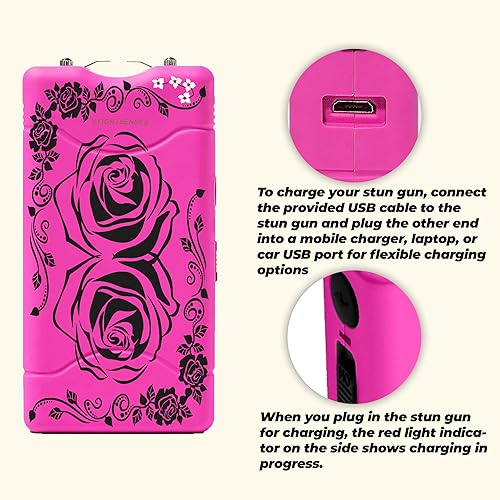 Miniatura 37 de FIGHTSENSE Mini pistola paralizante de 35 mil millones de súper resistente para defensa personal con linterna LED brillante, batería recargable