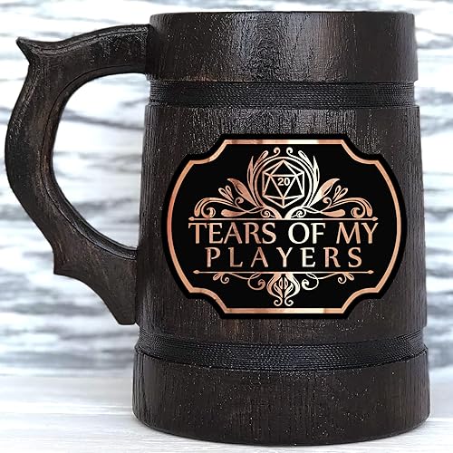 Tears of My Players Mug for Dungeons and Dragons Party Gifts for dnd Lovers DM Wooden Beer Mug 17oz Dungeon Master D&D Gift Beer Stein Anniversary