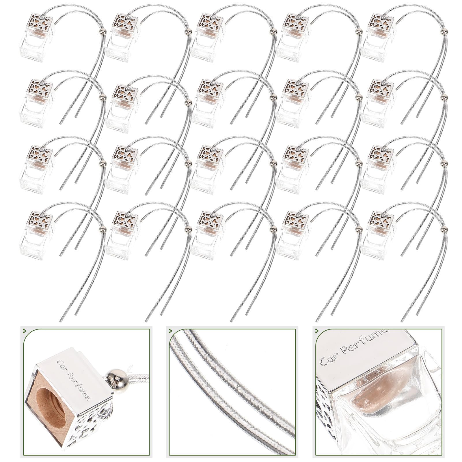 MAGICLULU 20 Stück Auto Duftdiffusor Glasflaschen 8 Ml Tragbare Parfümflakons Silber Multifunktional und Einfach zu Lagern für Fahrzeug und Wohnkultur