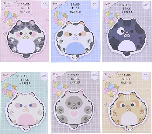 MINGSEECESS 6 paquetes de notas adhesivas de dibujos animados de animales lindos juegos de bloc de notas autoadhesivas para amantes de las mascotas,