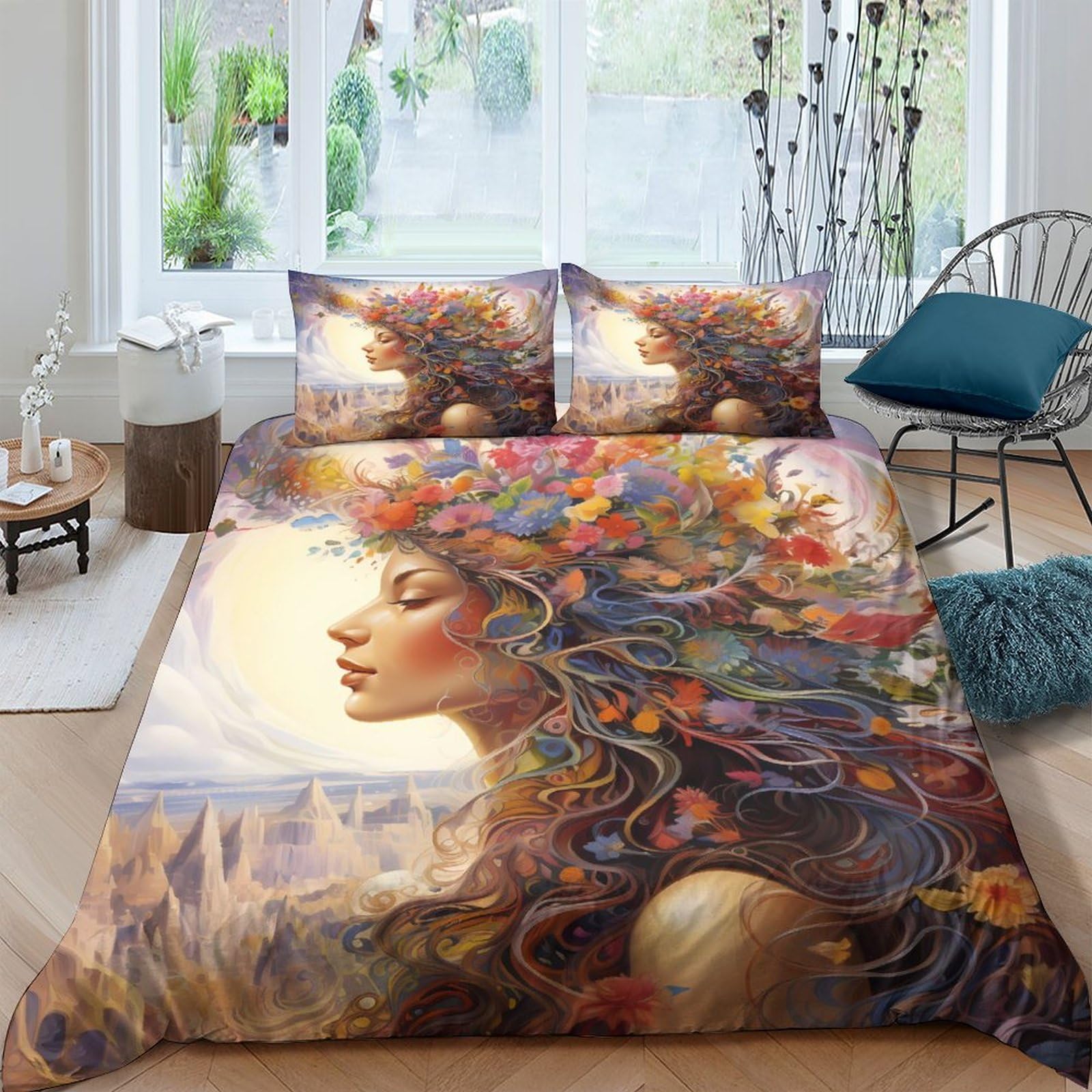 Housse de couette papillon 220x240 cm avec taies d'oreiller pour lit King Size