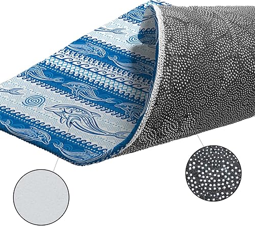 Miniatura 7 de Alfombra redonda de verano con delfines de 4 pies, lavable para interiores y exteriores, para dormitorio, cocina, baño, sala de estar, oficina, área
