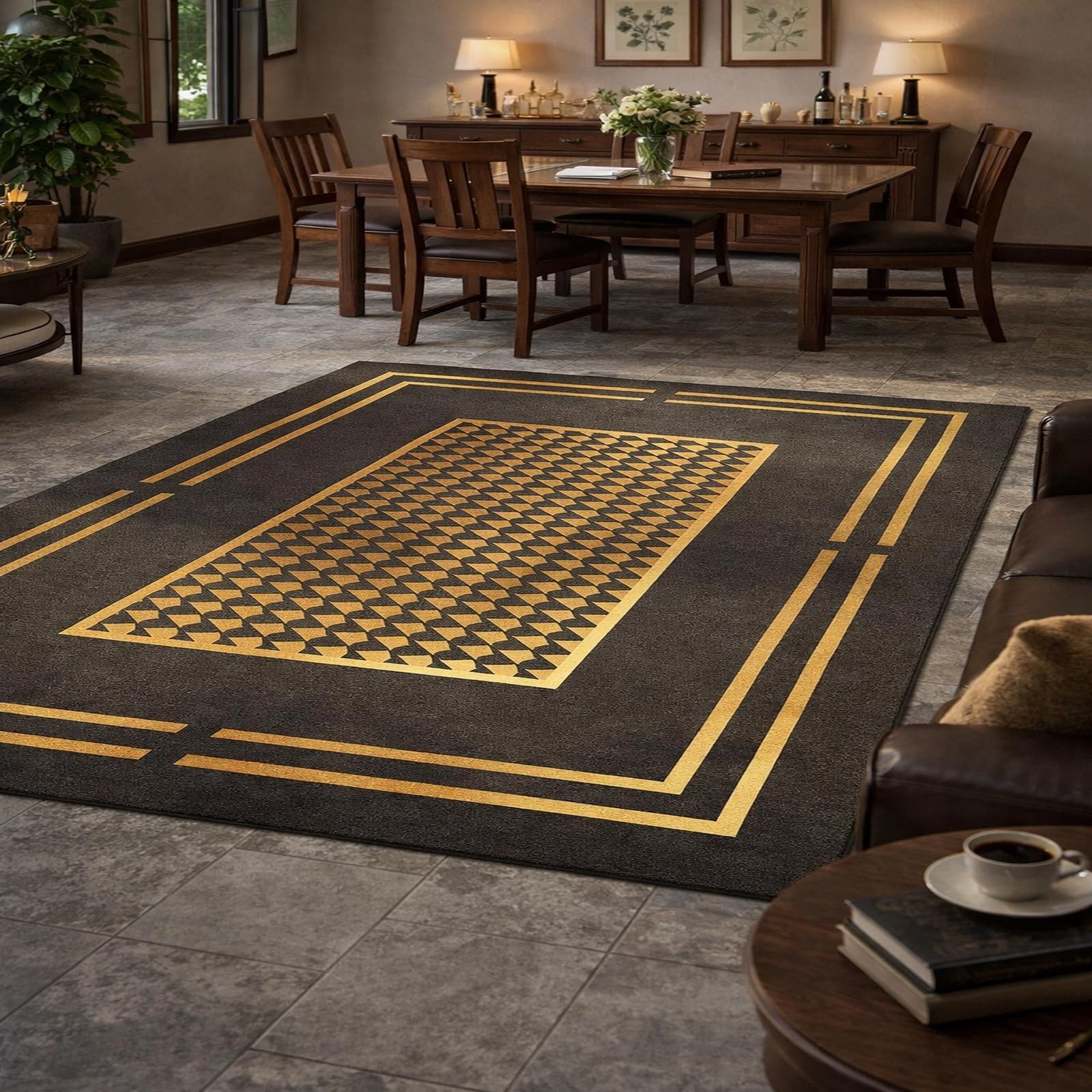 Alfombra pelo corto lavable 170x240 cm antideslizante geométrica para pasillo