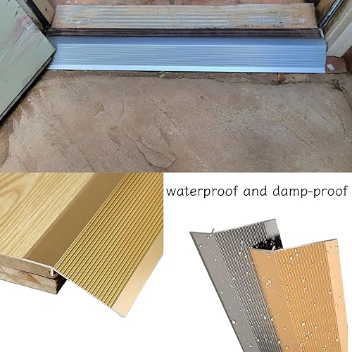 Miniatura 7 de Rampa de umbral de puerta, tira de transición de piso, umbrales interiores de metal para puertas, borde de puerta negro mate para suelos de vinilo