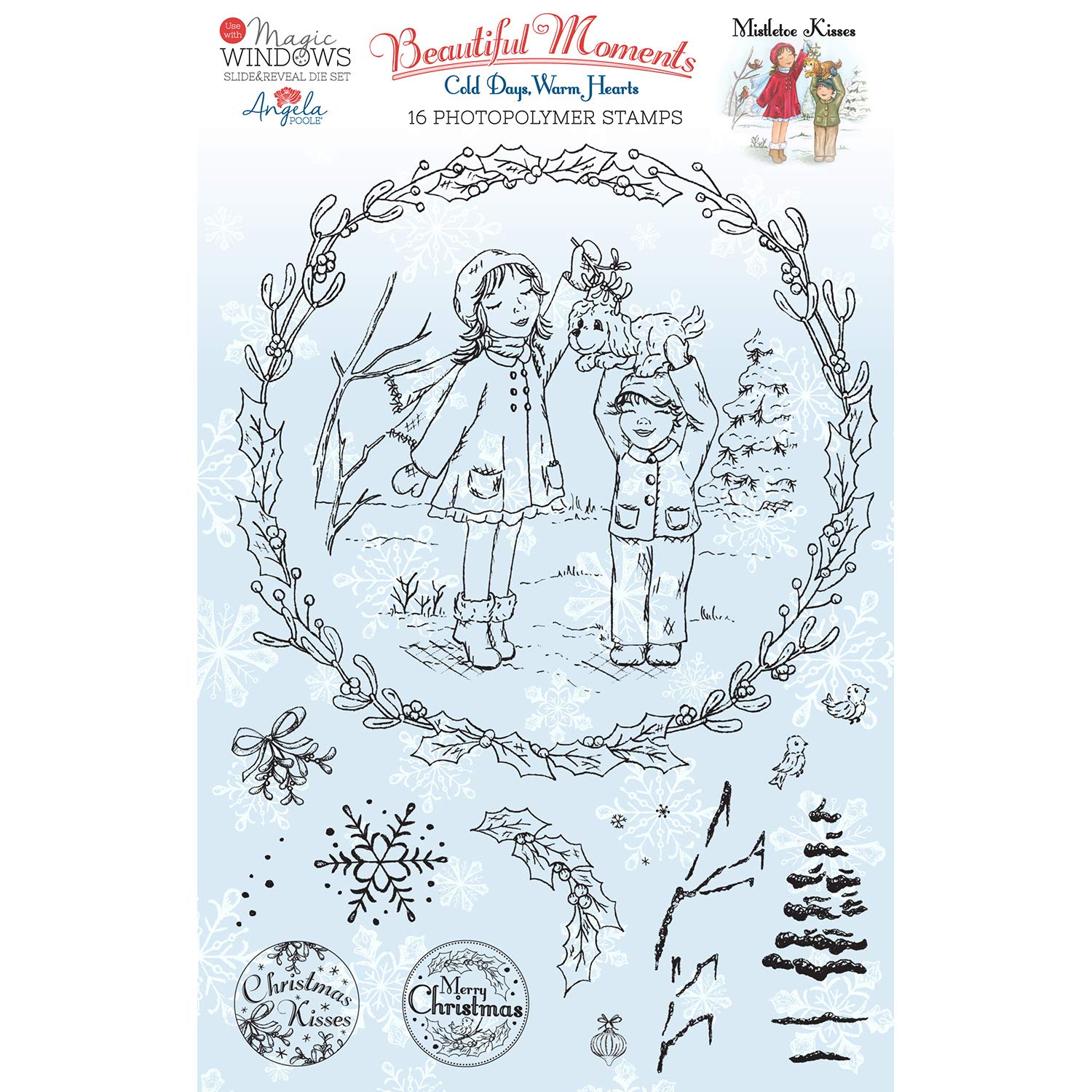 Angela Poole Transparent Mistletoe Kisses-Clear Stamp Set, Photopolymer, A5