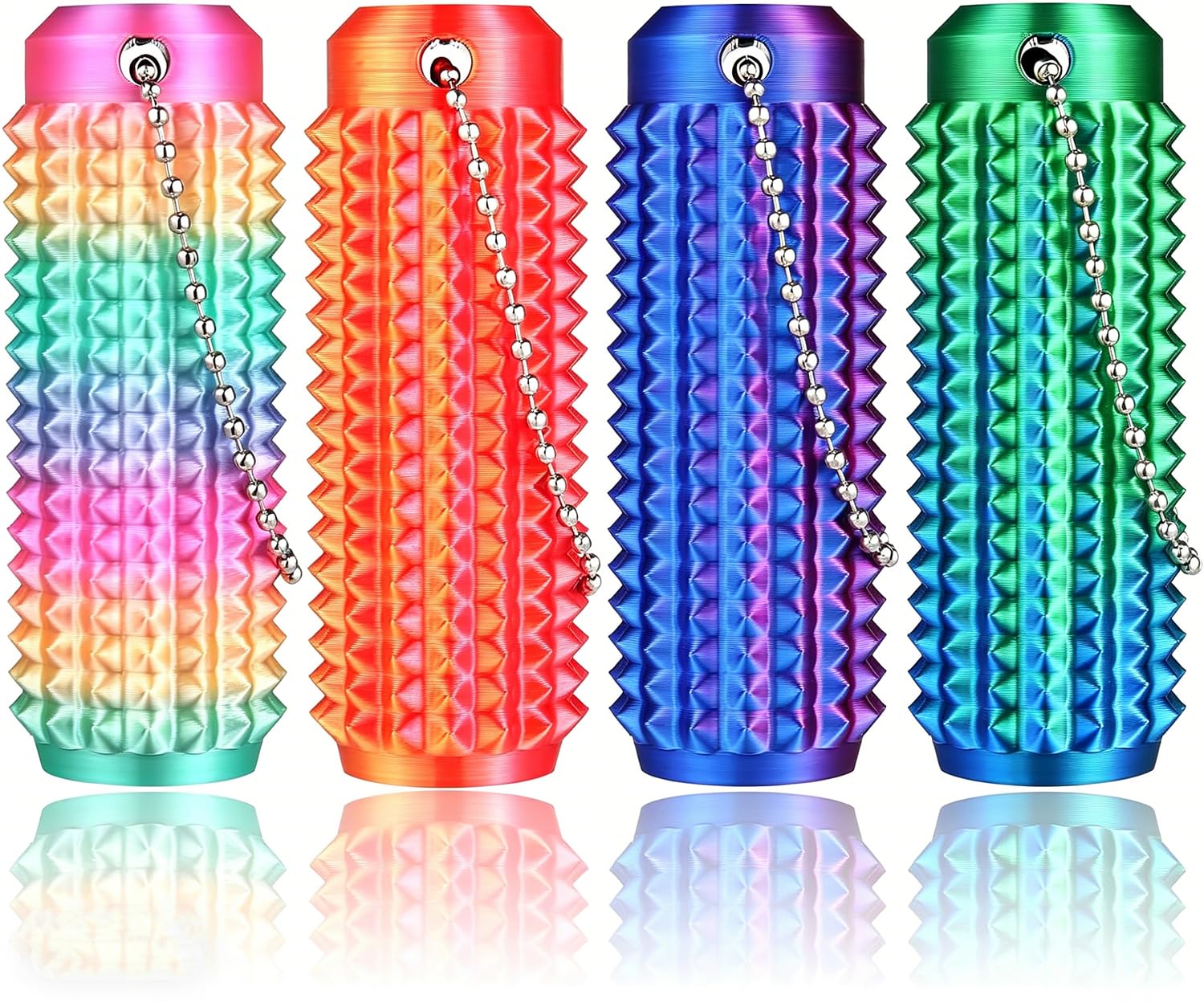 Little Ouchies Pain Fidget 4PCS, Spiky Sensory Tool, 3D Printed Grippie Keychain for Adults Anxiety Relief, Focus & Skin Picking, Stress Gift for Teens (Colorful)