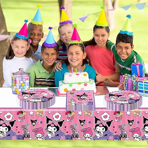 Miniatura 5 de El paquete de 41 suministros para fiesta de cumpleaños de Kuromis incluye 20 platos, 20 servilletas, 1 mantel para la decoración de fiesta Kuromis