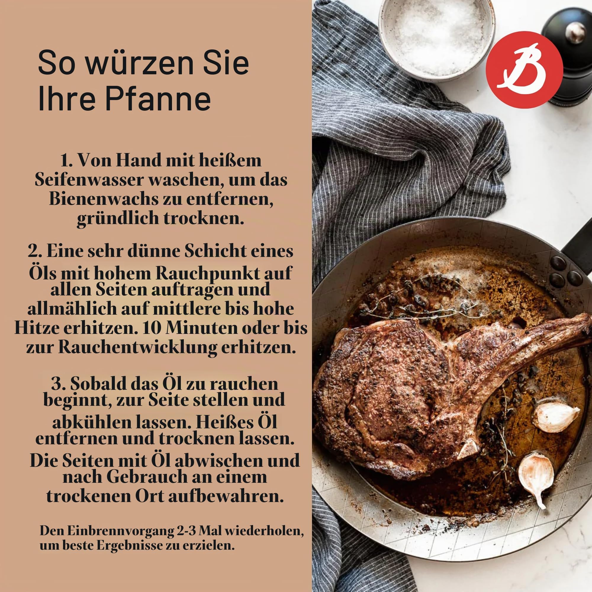 DeBuyer 5616.24 Steakpfanne, Edelstahl, silber, 24 cm