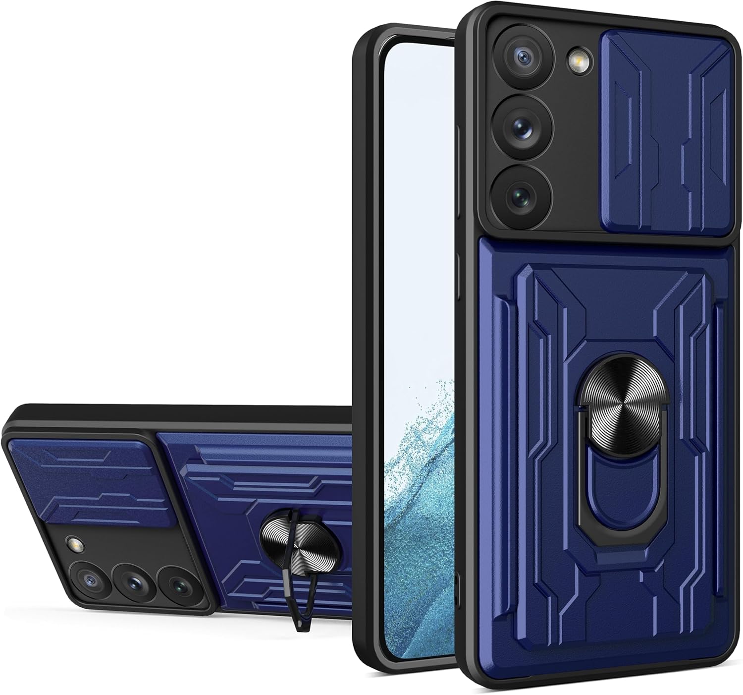 Compatible with Vivo V27 Pro 5G Slot Phone Case,with Slide Camera Lens Cover Compatible with Vivo V27 5G V2231 V2246 / V27 Pro 5G V2230 / S16 Pro 5G / S16 5G Case Blue