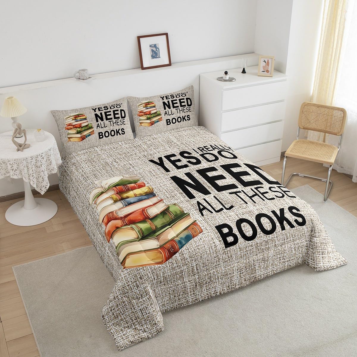 Castle Fairy Set di biancheria da letto con motivo libri per adolescenti, per letto matrimoniale, per amanti dei libri, decorazione per la camera da letto di bambini, ragazzi e ragazze, inserto per
