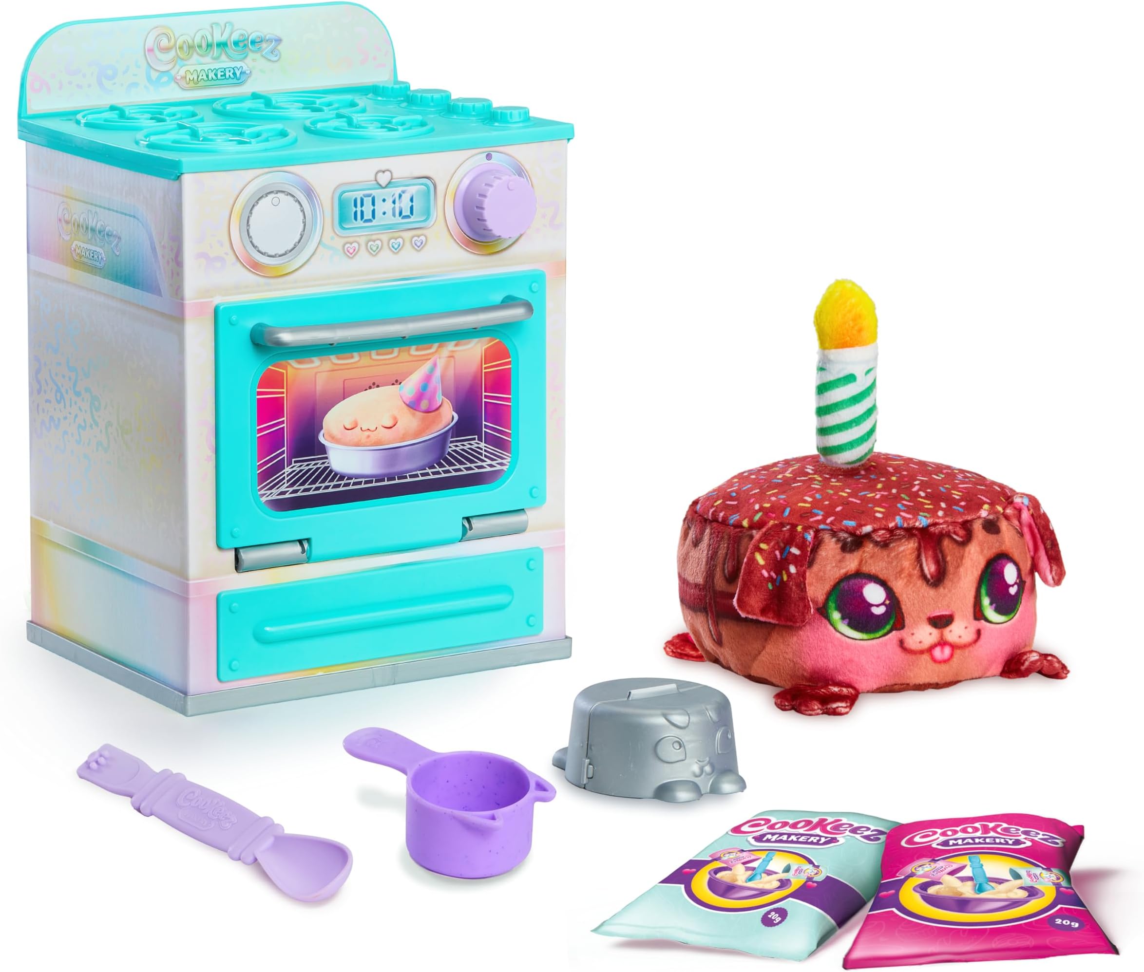 COOKEEZ MAKERY Party Treatz Oven Mix & Make a Birthday Cake Plush Best Friend, Place your Dough in the Oven and Be Amazed When a Warm, Scented, Interactive, Birthday Cake Plush Friend Comes Out